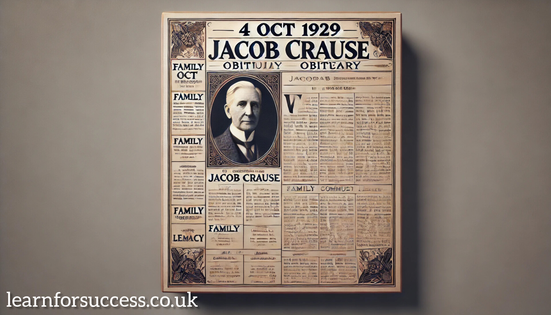 4 Oct 1929 Jacob Crause Obituary